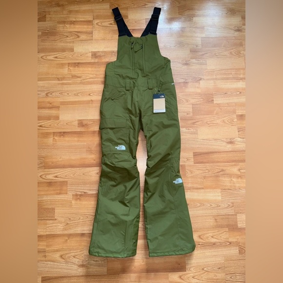 The North Face Women Sz XS Short freedom insulated Snow Ski bib Forest Olive New - Picture 8 of 16